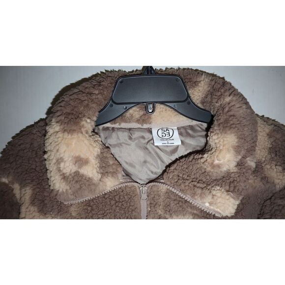 Sage Collective 1TXJ04SN Womens Sz S Brown/Cream Sage Sherpa Pullover Jacket $85 - Picture 4 of 6